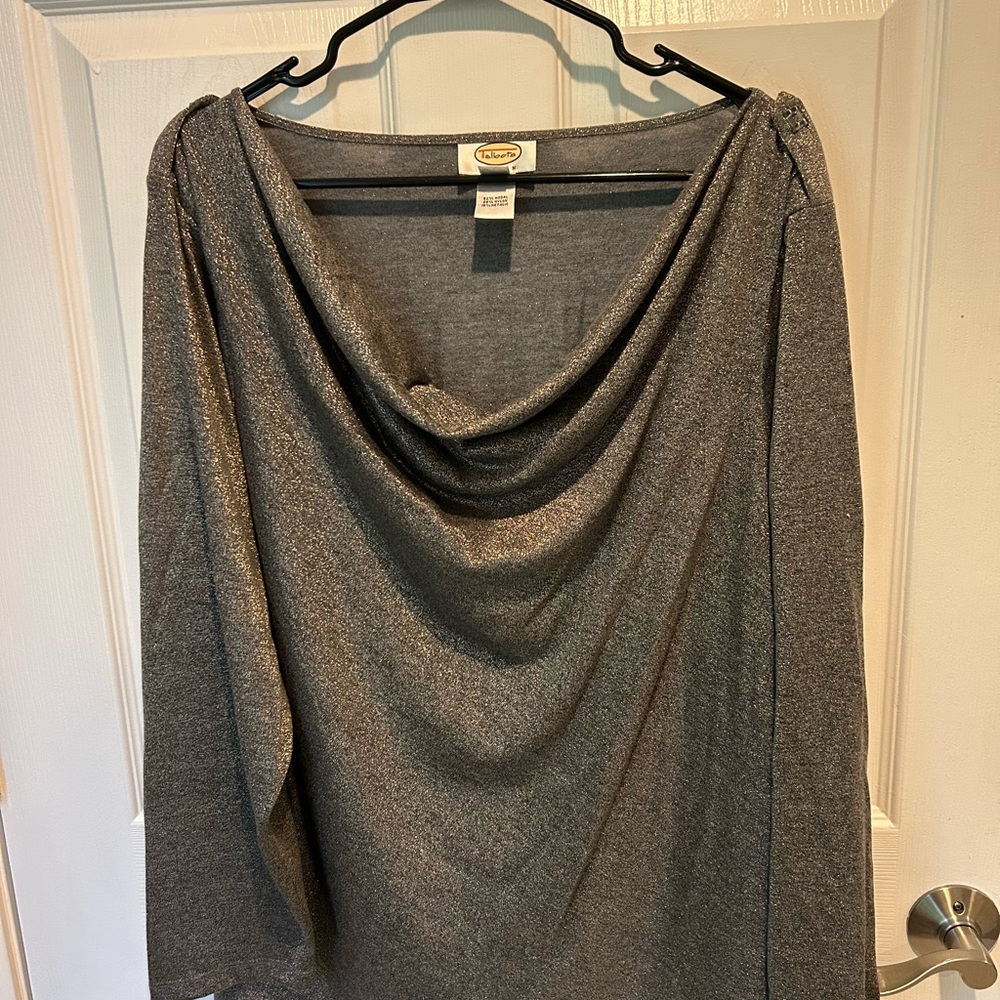 Talbots Gray Cowl Neck Sweater Soft Knit Pullover